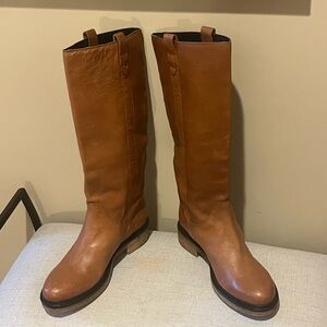 Boemos Italian Leather Tan Tall Riding- Style Boots, made in Italy, Euro Size 37